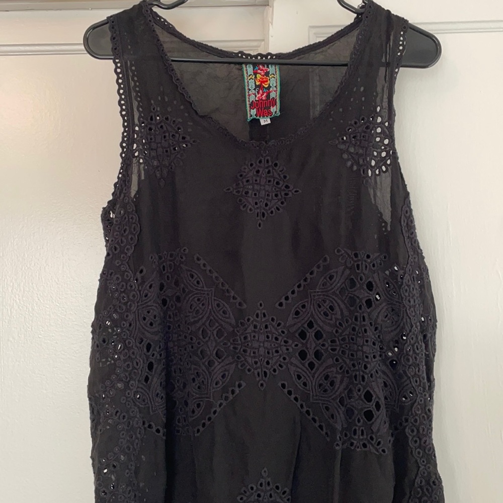 Black Johnny was eyelet tank top . Size M